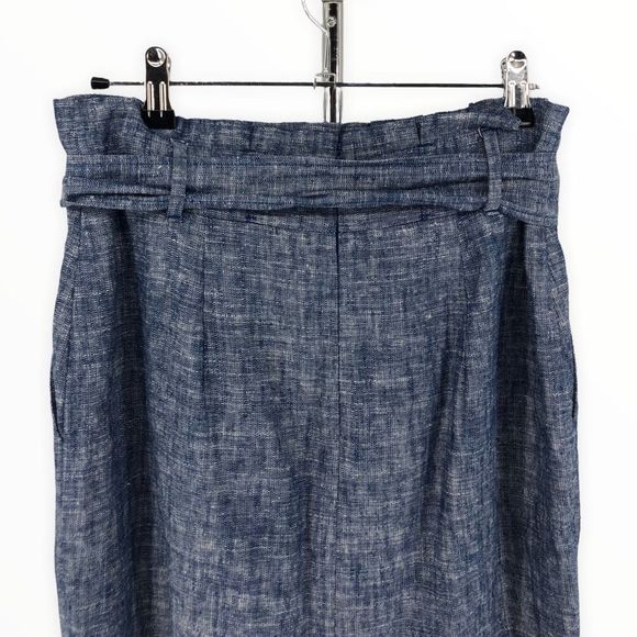 Ann Taylor Petite Blue Chambray Belted Paperbag Waist Pencil Skirt NWT size 4P - Picture 4 of 10